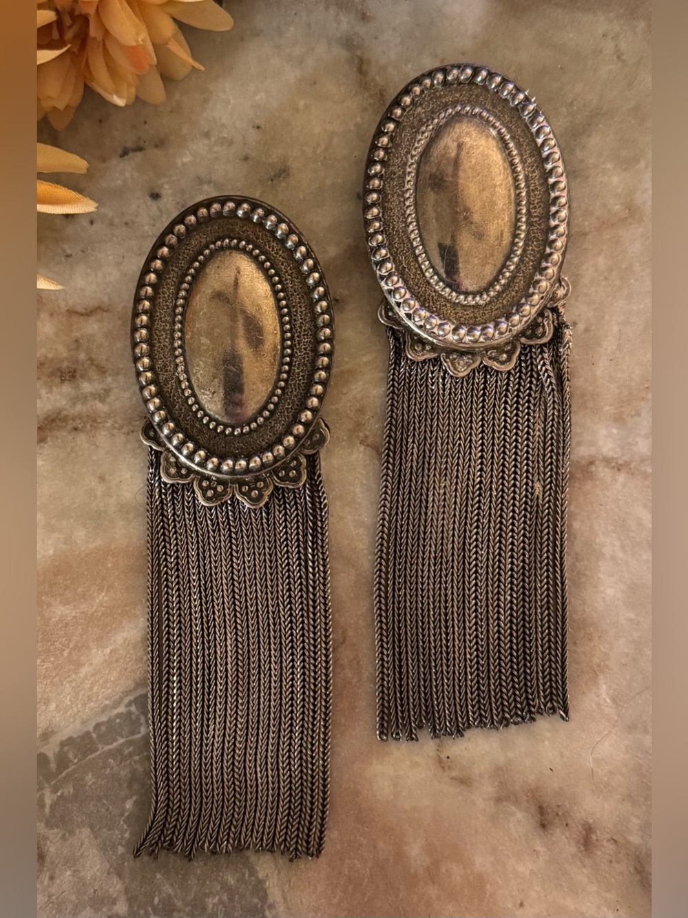 VTG  Zoe Coste France Silver Tassel Fringe French Clip Earrigs